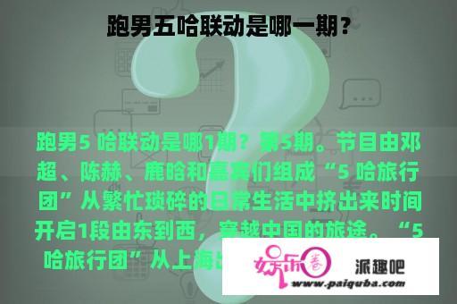 跑男五哈联动是哪一期？