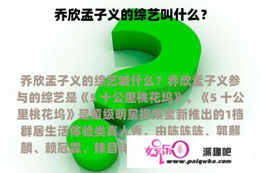 乔欣孟子义的综艺叫什么？