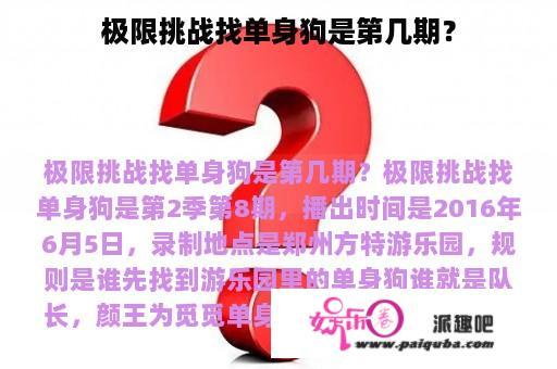 极限挑战找单身狗是第几期？