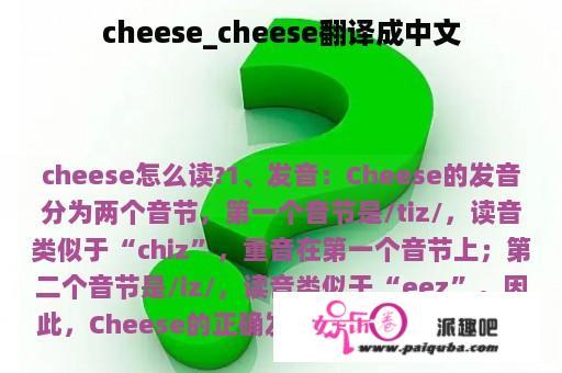 cheese_cheese翻译成中文