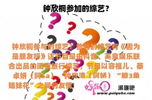 钟欣桐参加的综艺？