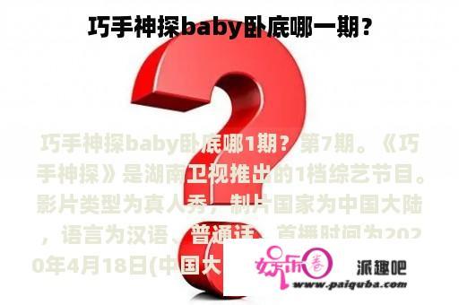 巧手神探baby卧底哪一期？