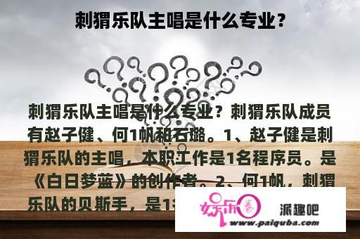 刺猬乐队主唱是什么专业？