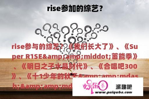 rise参加的综艺？