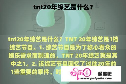 tnt20年综艺是什么？