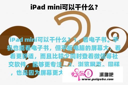 iPad mini可以干什么？