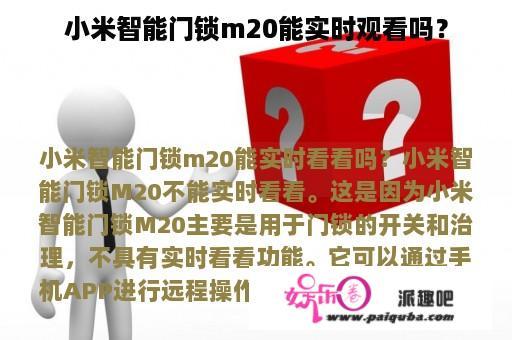 小米智能门锁m20能实时观看吗？