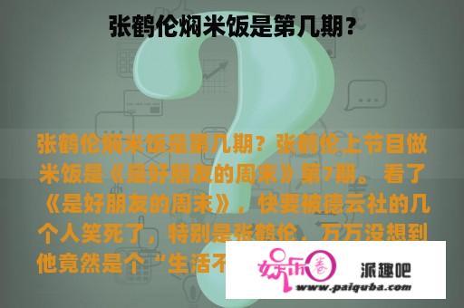 张鹤伦焖米饭是第几期？