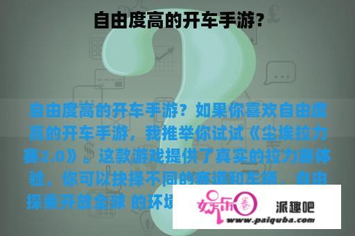 自由度高的开车手游？