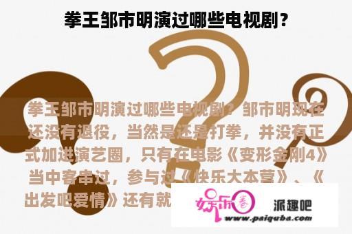 拳王邹市明演过哪些电视剧？