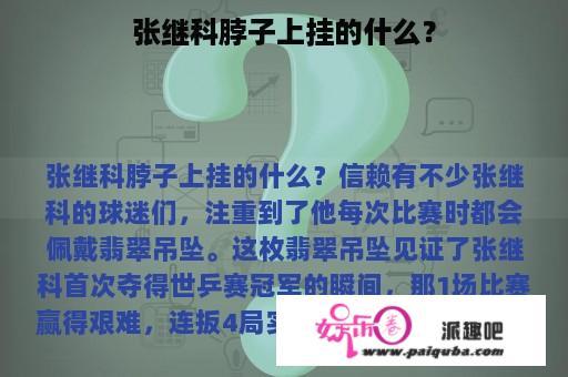 张继科脖子上挂的什么？