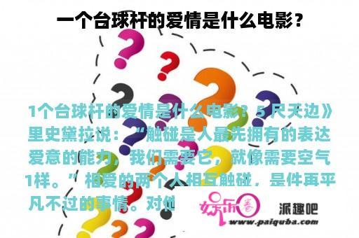 一个台球杆的爱情是什么电影？