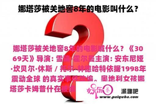 娜塔莎被关地窖8年的电影叫什么？