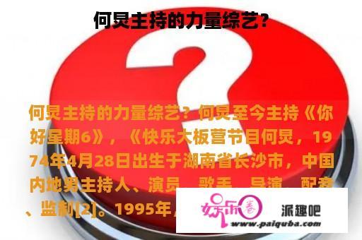 何炅主持的力量综艺？