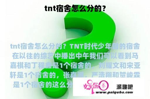 tnt宿舍怎么分的？