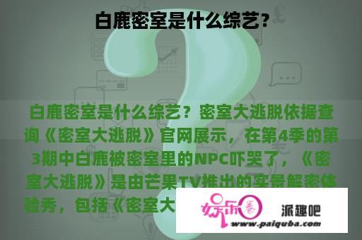 白鹿密室是什么综艺？