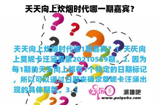 天天向上炊烟时代哪一期嘉宾？