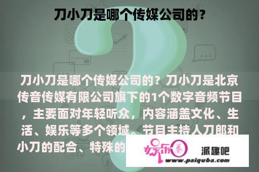 刀小刀是哪个传媒公司的？