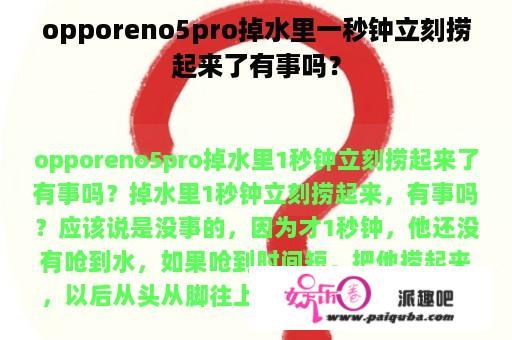 opporeno5pro掉水里一秒钟立刻捞起来了有事吗？