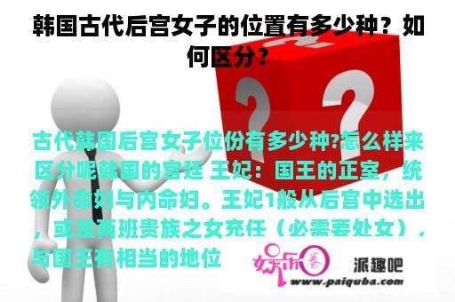 韩国古代后宫女子的位置有多少种？如何区分？