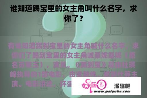 谁知道踢宝里的女主角叫什么名字，求你了？