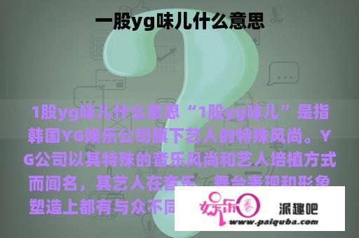 一股yg味儿什么意思