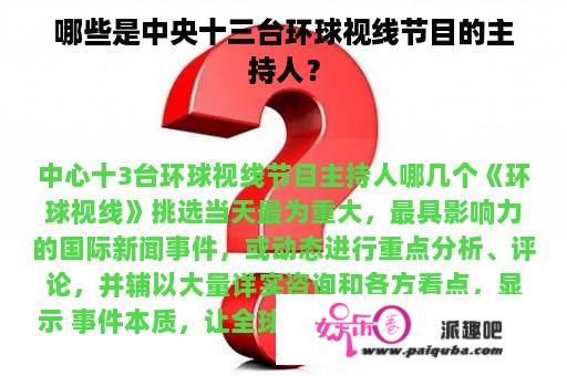 哪些是中央十三台环球视线节目的主持人？