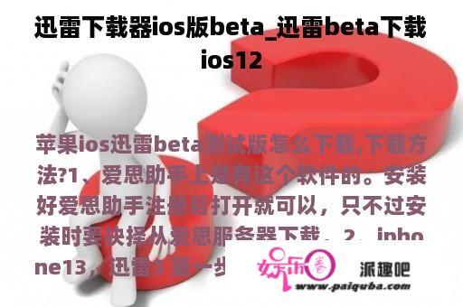 迅雷下载器ios版beta_迅雷beta下载ios12