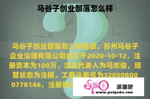 马谷子创业部落怎么样