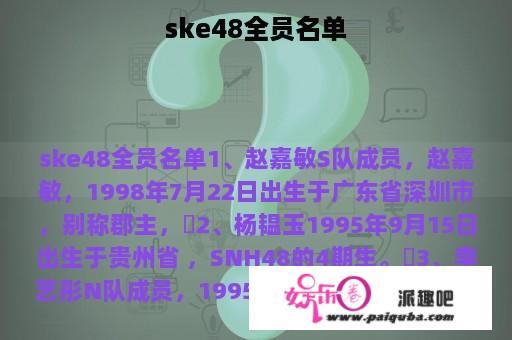 ske48全员名单