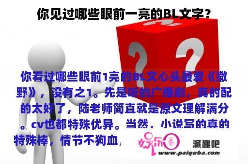 你见过哪些眼前一亮的BL文字？