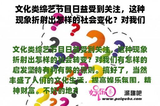 文化类综艺节目日益受到关注，这种现象折射出怎样的社会变化？对我们有怎样的启发