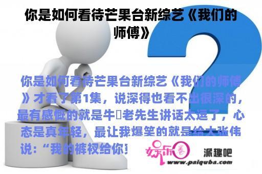 你是如何看待芒果台新综艺《我们的师傅》