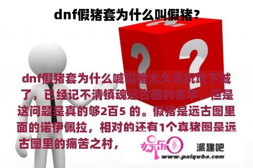 dnf假猪套为什么叫假猪？