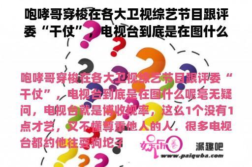 咆哮哥穿梭在各大卫视综艺节目跟评委“干仗”，电视台到底是在图什么呢