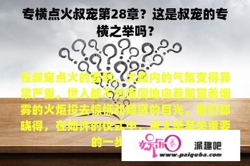 专横点火叔宠第28章？这是叔宠的专横之举吗？