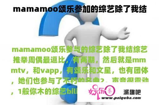 mamamoo颂乐参加的综艺除了我结