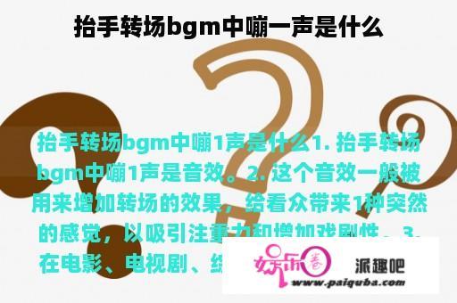 抬手转场bgm中嘣一声是什么