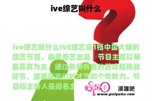 ive综艺叫什么