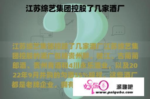 江苏综艺集团控股了几家酒厂