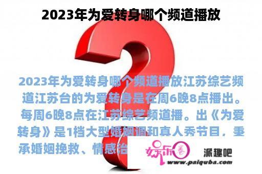 2023年为爱转身哪个频道播放