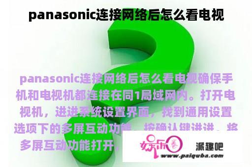 panasonic连接网络后怎么看电视