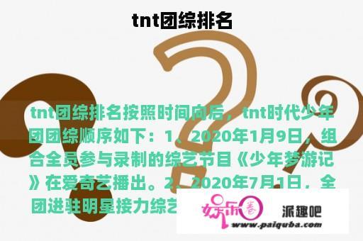 tnt团综排名