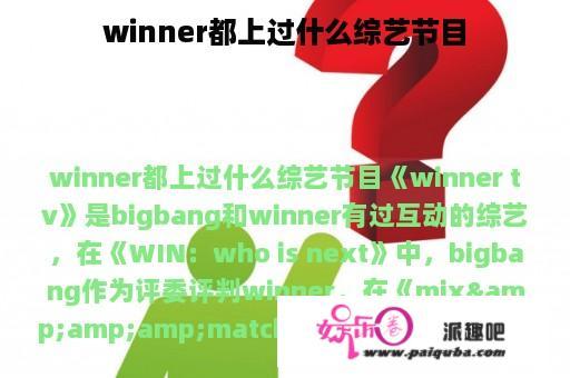 winner都上过什么综艺节目