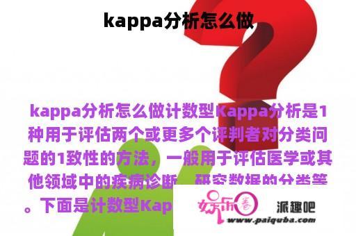 kappa分析怎么做