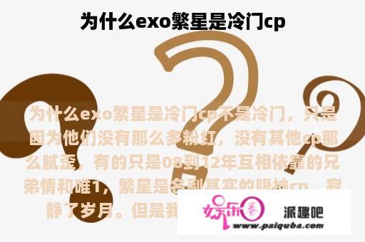 为什么exo繁星是冷门cp