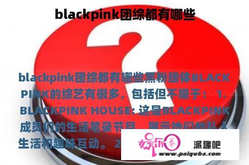 blackpink团综都有哪些