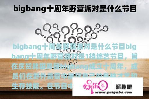 bigbang十周年野营派对是什么节目