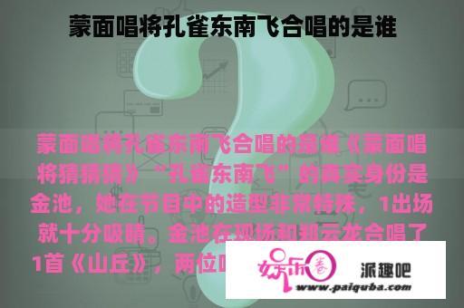 蒙面唱将孔雀东南飞合唱的是谁