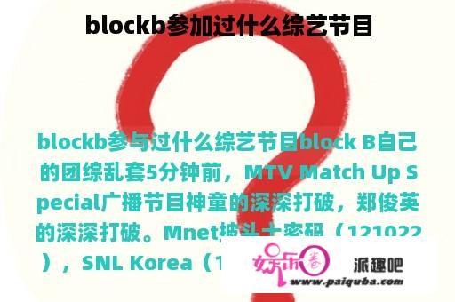 blockb参加过什么综艺节目